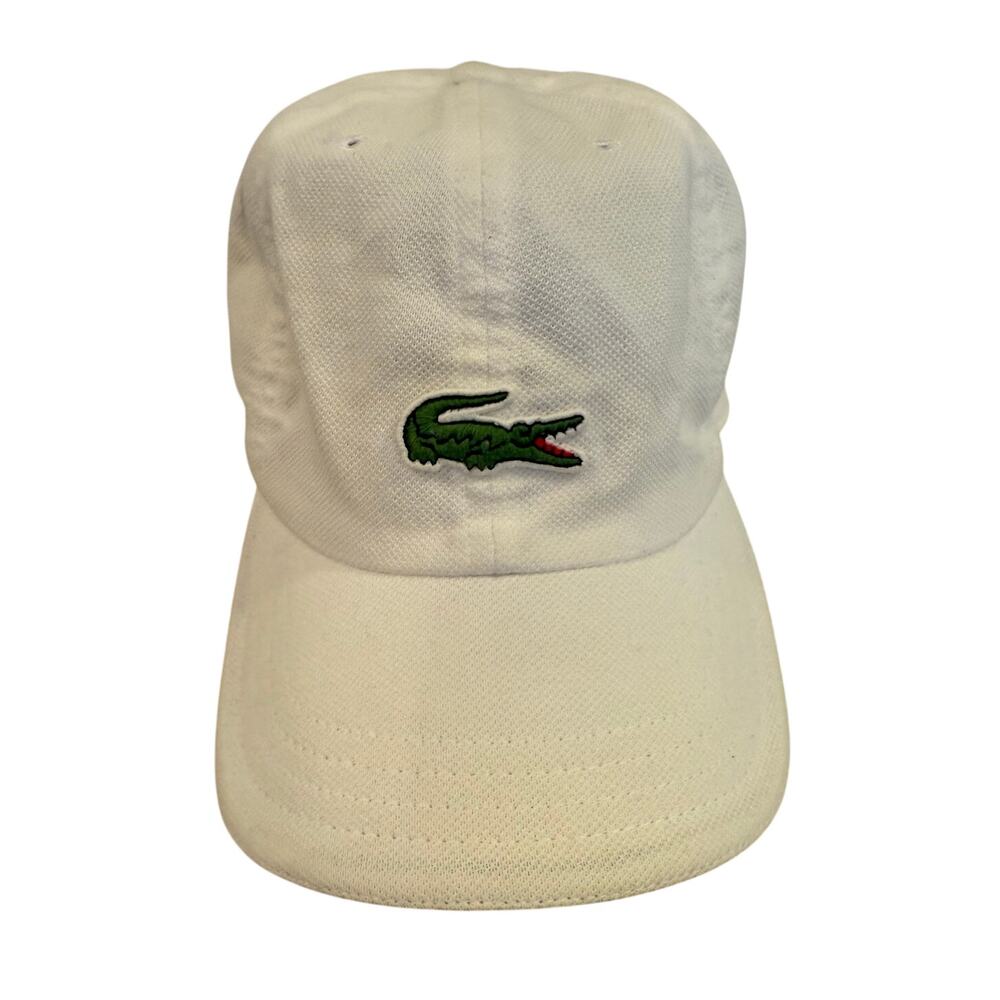 LACOSTE White Logo 100% cotton Unisex Baseball Cap Hat One size